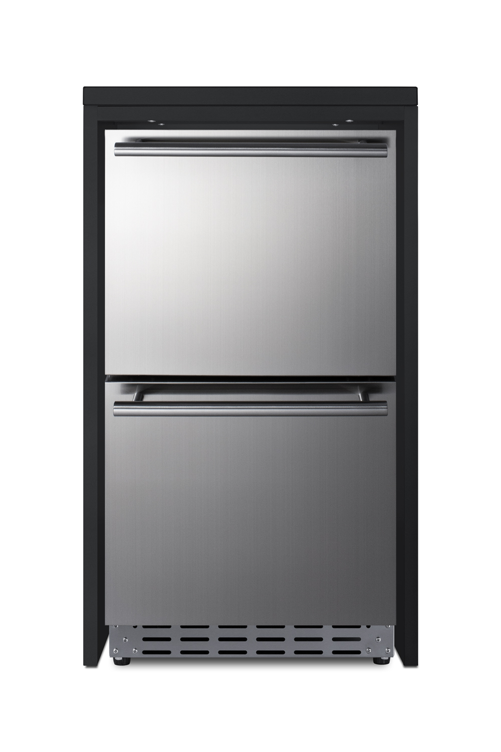 Fully assembled casework cabinet in ADA compliant height and black finish designed to accept an appliance sized under 32.25